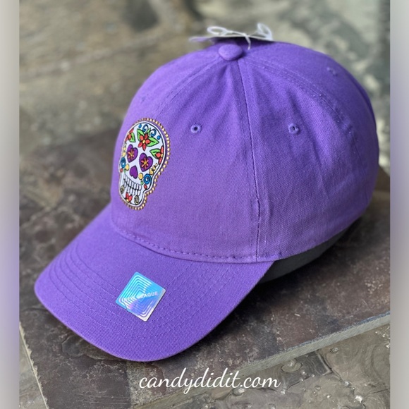 NWT Candy Did It! One Of A Kind Purple Sugar Scull Twinkle Bling Ball Cap - Picture 5 of 8